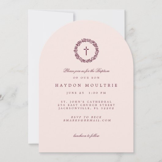 Invitation de baptême rose (Devant)