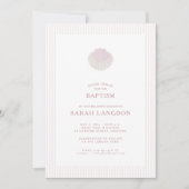 Invitation de baptême rose blanc coquillage côtier (Devant)