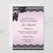 Invitation de baptême rose en dentelle de diamant (Devant)