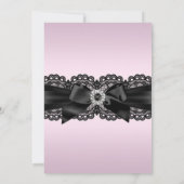 Invitation de baptême rose en dentelle de diamant (Dos)