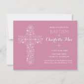 Invitation de baptême rose - Invitations 4,25 po x (Devant)