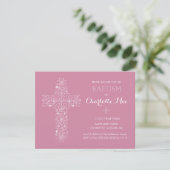 Invitation de baptême rose - Invitations 4,25 po x (Debout devant)