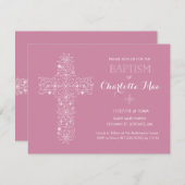 Invitation de baptême rose - Invitations 4,25 po x (Devant / Derrière)