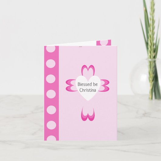 Invitation de baptême rose pour filles (Devant)
