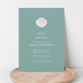 Invitation de baptême rose vert sauge coquille côt