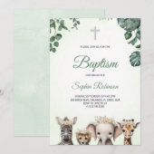 Invitation de baptême sur le thème de la jungle aq (Devant / Derrière)
