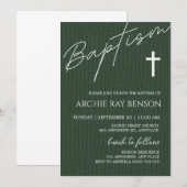 Invitation de baptême vert émeraude minimaliste (Devant / Derrière)