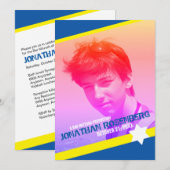 Invitation de Bar Mitzvah avec photo de l'étoile d (Devant / Derrière)