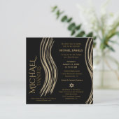 Invitation de Bar Mitzvah Black and Gold Prayer (Debout devant)