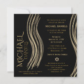 Invitation de Bar Mitzvah Black and Gold Prayer (Devant)
