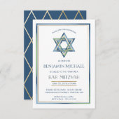 Invitation de Bar Mitzvah - Étoile de David avec o (Devant / Derrière)