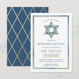 Invitation de Bar Mitzvah - Étoile de David avec o