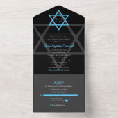 Invitation de Bar Mitzvah RSVP Bar Noir Bleu Tout (À l'intérieur)
