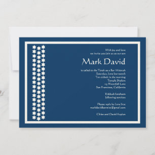 Invitation de Bar Mitzvah Star David TEXTURED Navy