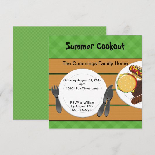 Invitation de barbecue de jardin (Devant / Derrière)