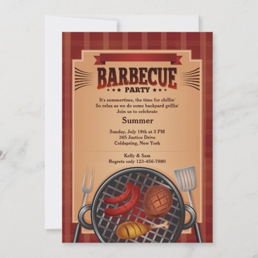 Invitation de barbecue sur grill (Devant)
