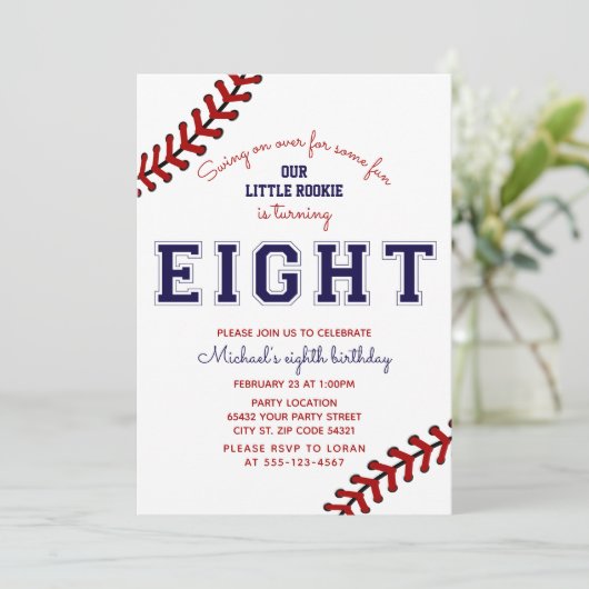 Invitation de base-ball 8e anniversaire (Debout devant)