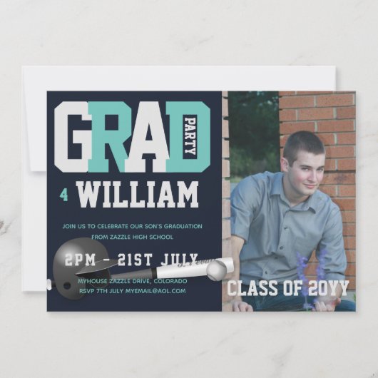 Invitation de base-ball Bleu (Devant)