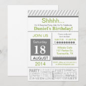 Invitation de base grise pour une fête d'anniversa (Devant / Derrière)