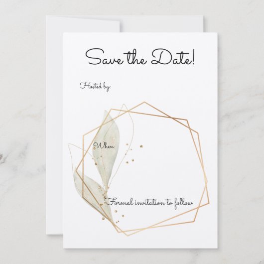 Invitation de base pour mariage Save The Date (Devant)