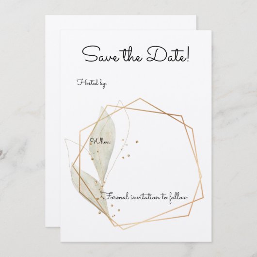 Invitation de base pour mariage Save The Date (Devant / Derrière)