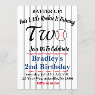 Invitation de baseball 2e anniversaire