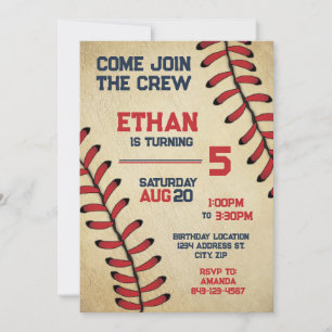 Invitation de baseball Anniversaire Fête modifiabl
