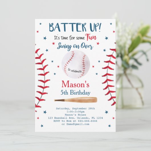 Invitation de baseball, Baseball, Baseball (Debout devant)