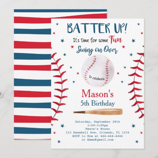 Invitation de baseball, Baseball, Baseball (Devant / Derrière)