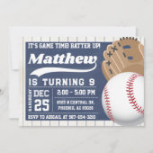 Invitation de baseball, Invitation d'anniversaire (Devant)