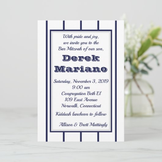 Invitation De Baseball Pinstripes (Debout devant)