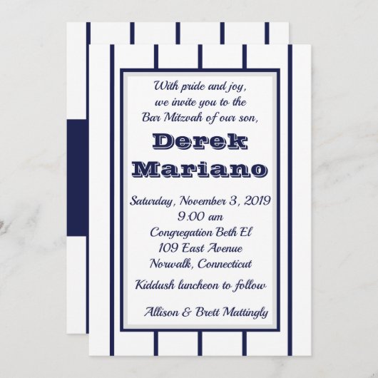 Invitation De Baseball Pinstripes (Devant / Derrière)