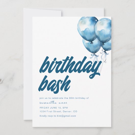 Invitation de Bash avec ballons (Devant)