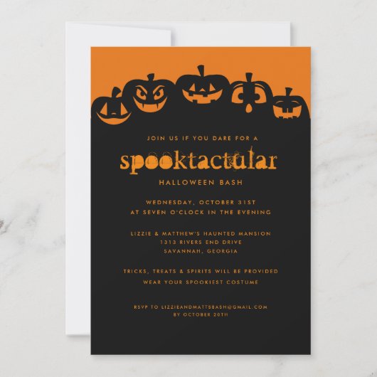 Invitation de Bash Halloween Citrouille (Devant)