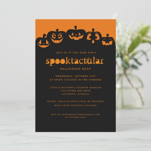 Invitation de Bash Halloween Citrouille (Debout devant)