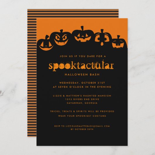 Invitation de Bash Halloween Citrouille (Devant / Derrière)