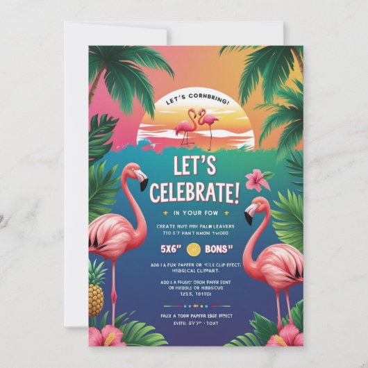 Invitation de Bash pour l'anniversaire de Luau tro (Devant)