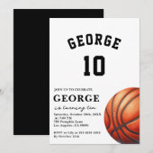 Invitation de basket-ball, fête d'anniversaire (Devant / Derrière)
