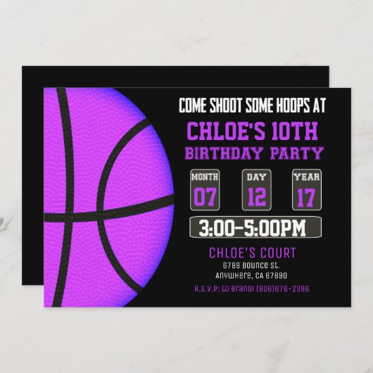 Invitation de basket-ball - Invitation sportive (Devant / Derrière)