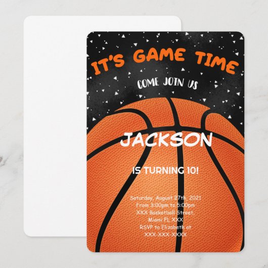 Invitation de basketball (Devant / Derrière)