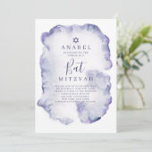 Invitation de Bat Mitzvah à l'aquarelle violette (Debout devant)