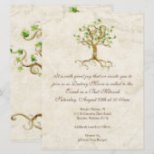 Invitation de Bat Mitzvah Antiqued Swirl Tree Root (Devant / Derrière)