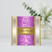 Invitation de Bat Mitzvah Art Déco Or et Violet (Debout devant)