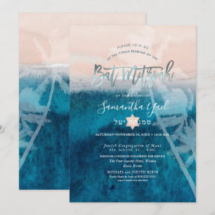 Invitation de Bat Mitzvah aux palmiers de la plage
