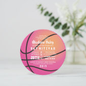 Invitation de Bat Mitzvah BASKETBALL ROSE (Debout devant)
