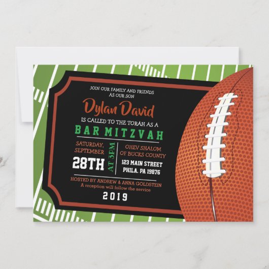 Invitation de bat mitzvah de barre de BILLET du (Devant)