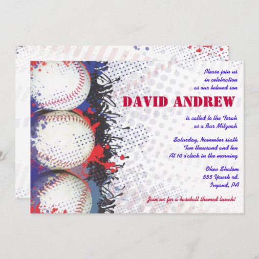 Invitation de bat mitzvah de barre d'éclaboussure (Devant / Derrière)