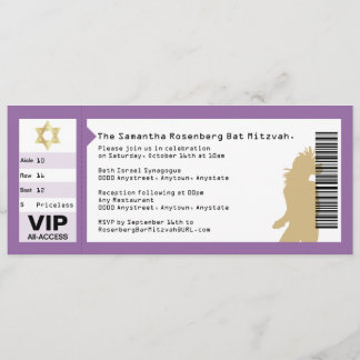 Invitation de bat mitzvah de billet de concert