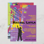 Invitation de bat mitzvah de fille d'artiste de (Devant / Derrière)