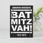 Invitation de Bat mitzvah de grande taille en noir (Debout devant)